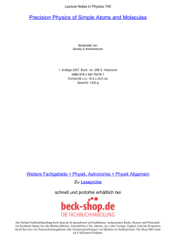 Precision Physics of Simple Atoms and Molecules - Toc - Beck-Shop