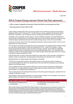 Orbost Gas Plant Agreement executed