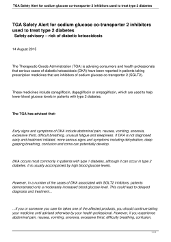 TGA Safety Alert for sodium glucose co