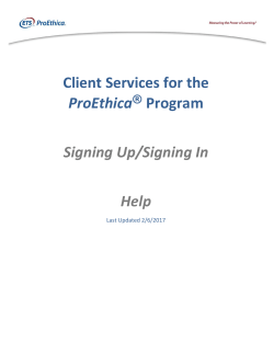 Client Services for the ProEthica® Program Signing Up