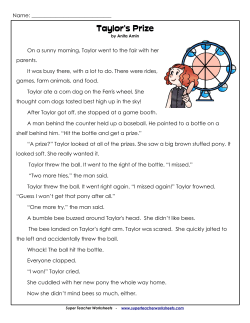 Taylor`s Prize - Super Teacher Worksheets
