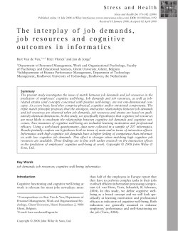 The interplay of job demands, job resources and cognitive