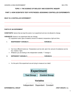 HONORS LIVING ENVIRONMENT MS. ETRI HONORS LIVING