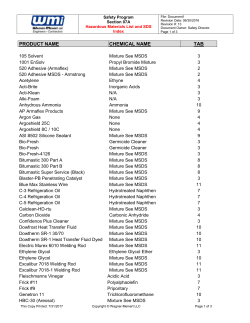 07A WMI-Hazardous Material SDS Index - Wagner
