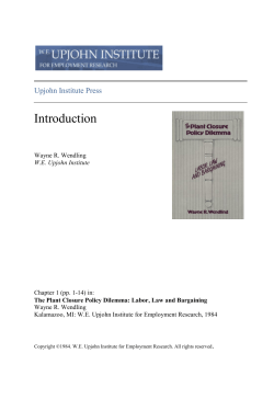 Introduction [to The Plant Closure Policy Dilemma]