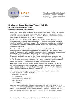 Mindfulness Based Cognitive Therapy