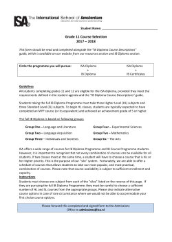 Grade 11 Course Selection 2017 &ndash; 2018