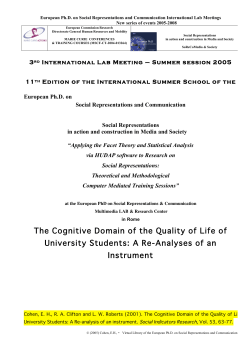 The Cognitive Domain of the Quality of Life of University Students: A