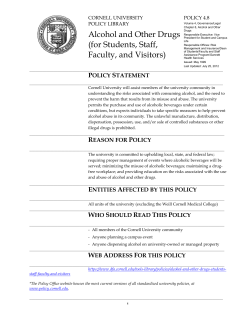 University Policy 4.8, Alcohol and Other Drugs