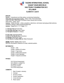 class XI Cand D - Tagore International School