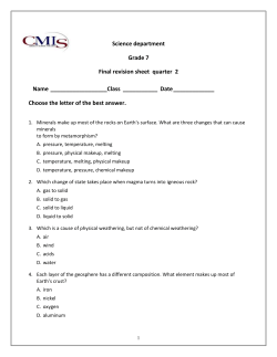 Science department Grade 7 Final revision sheet quarter 2 Name