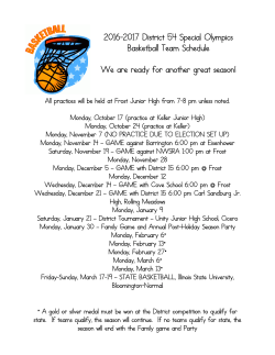 2016-2017 District 54 Special Olympics Basketball Team Schedule
