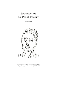 Introduction to Proof Theory Gilles Dowek Course notes for the 13th