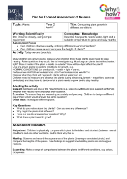 Planning Sheet for focused science Assessment Task