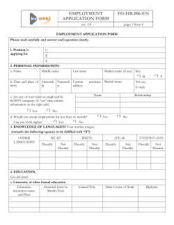 Sample Employment Application Form