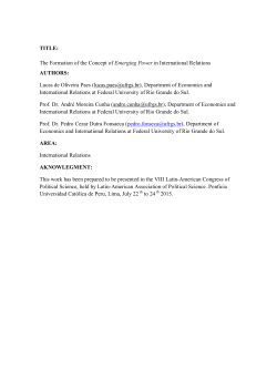 The Formation of the Concept of Emerging Power in International