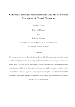 Convexity, Internal Representations and the