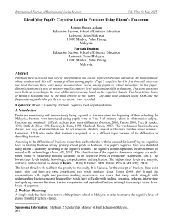 Identifying Pupil`s Cognitive Level in Fractions Using Bloom`s