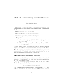 Math 430 &ndash; Group Theory Extra Credit Project