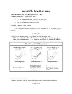 Lecture 9: The Competitive Industry