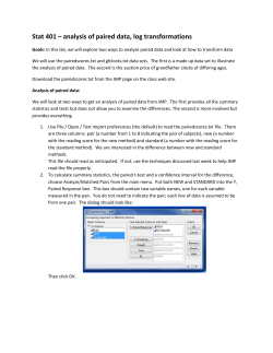 Explanation of paired t tests and variable transformations in JMP
