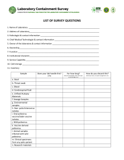 Laboratory Containment Survey | List of Survey Questions