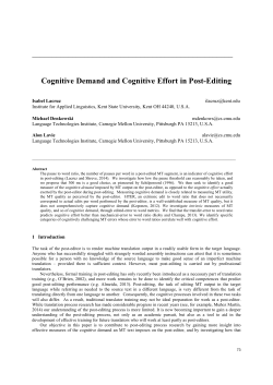 Cognitive Demand and Cognitive Effort in Post-Editing