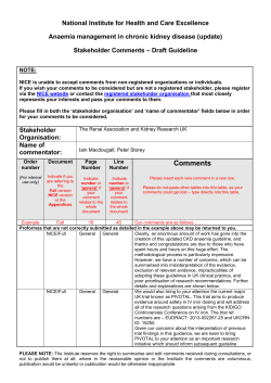 NICE Anaemia Guideline draft update Kidney