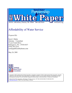 Affordability of Water Service - National Rural Water Association
