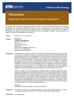 PhD position Molecular basis of leaf microbiota interactions