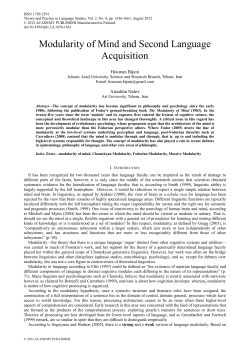 Modularity of Mind and Second Language Acquisition (PDF