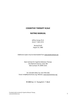 BECK INSTITUTE COGNITIVE BEHAVIOR THERAPY WORKSHOP