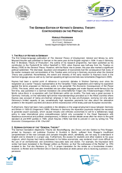 THE GERMAN EDITION OF KEYNES`S GENERAL THEORY