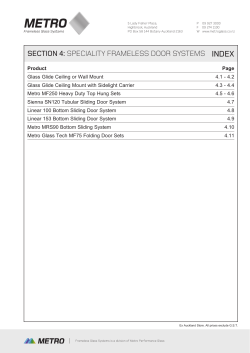 section 4: speciality frameless door systems index
