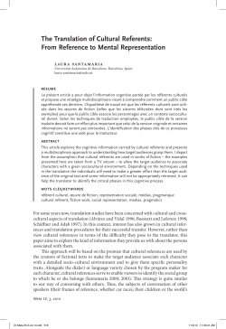 "The Translation of Cultural Referents: From Reference to Mental