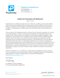 Positronic Industries Inc California Proposition 65 Statement