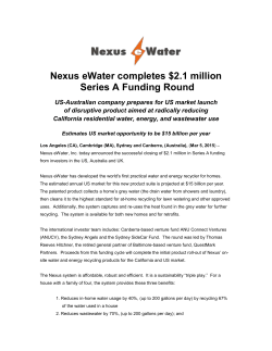 Nexus eWater completes $2.1 million Series A Funding Round US