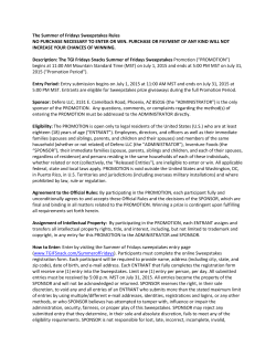 The Summer of Fridays Sweepstakes Rules NO