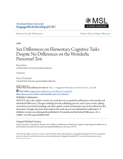 Sex Differences on Elementary Cognitive Tasks