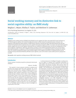 Social working memory and its distinctive link to social cognitive