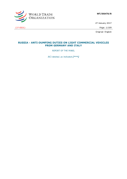 RUSSIA - ANTI-DUMPING DUTIES ON LIGHT COMMERCIAL