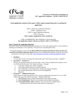 NATIONAL PUPPETRY CONFERENCE 2017 Application