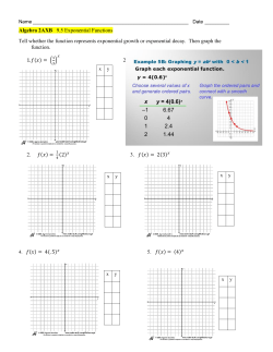 Algebra 2AXB 9.5 Exponential Functions Tell whether the function