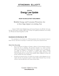 Amendments to the Ontario Energy Board Act