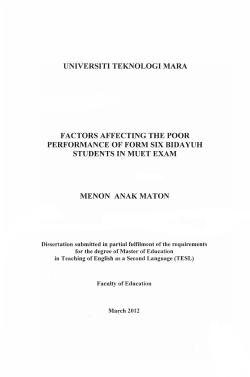 Factors affecting the poor performance of form six Bidayuh students