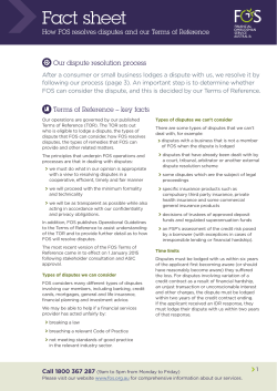 Fact sheet - Financial Ombudsman Service