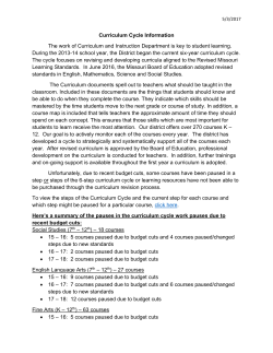 Curriculum Cycle Information The work of Curriculum and Instruction