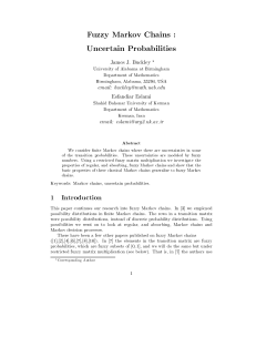 Fuzzy Markov Chains : Uncertain Probabilities