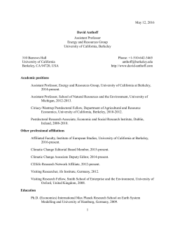 1 May 12, 2016 David Anthoff Assistant Professor Energy and