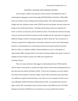 Forssell Ch 6 Profiles 05.11.11 CHAPTER 6: Teaching and Learning